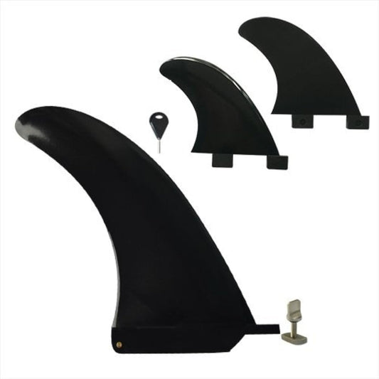 Funktion 7.5 inch fin for longboard + FCS compatible side fin set of 3 black FKGFCC-L75-SET-BLK