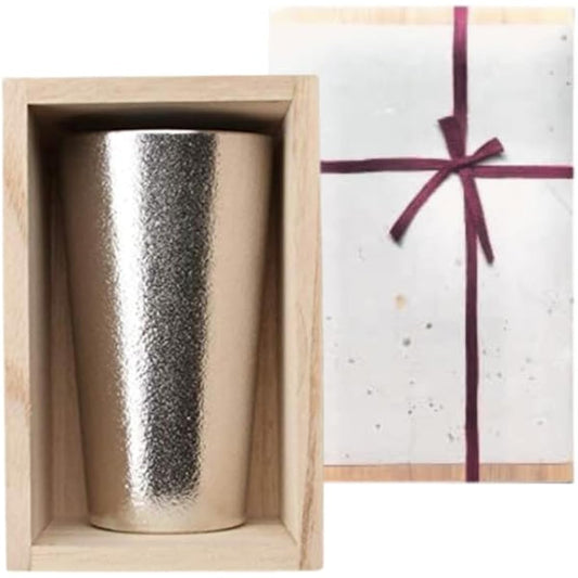 [Nousaku Japanese paper wrapping] Beer cup in paulownia box 270ml