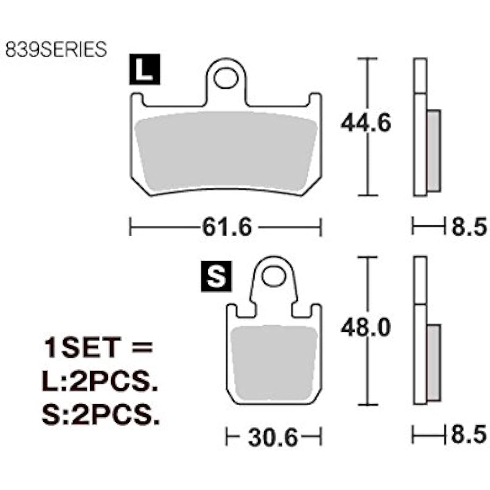 KITACO SBS Brake Pad 839HS Sinter Metal YZF-R1 MT-01 V-MAX1700 777-0839020