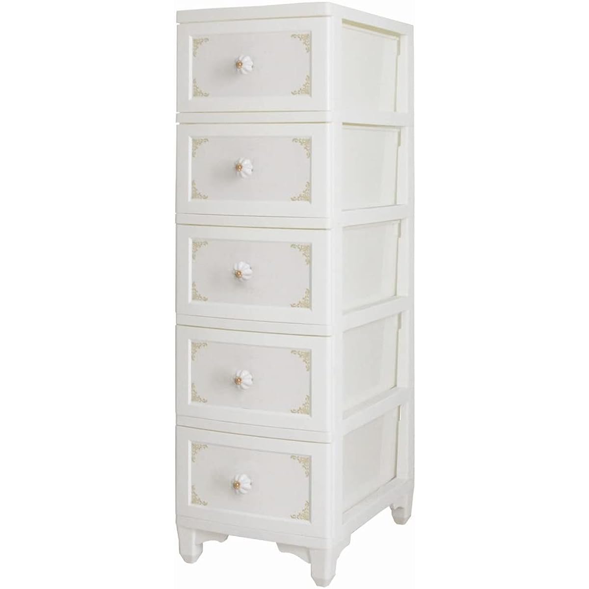 iLC Lilou de coco Dress Change Chest 5 Tiers Pearl White W34 x D49 x H114cm