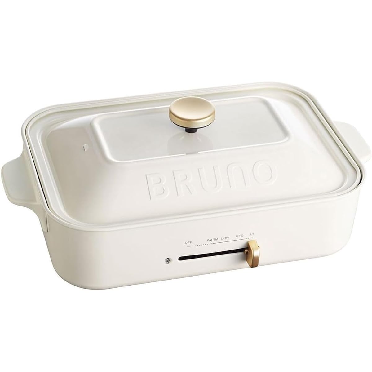 BRUNO Compact Hot Plate + Ceramic Coated Pot + Grill Plate 3 Piece Set (White)