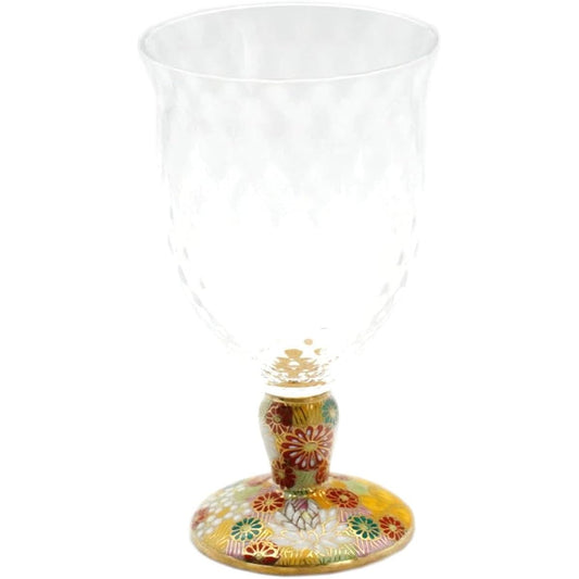 Kutani Ware Free Glass (Large/Lattice) Kinkazume Porcelain Edo Glass Made in Japan Diameter 8cm Height 14.5cm Capacity 280ml Kutani Japanese Glass