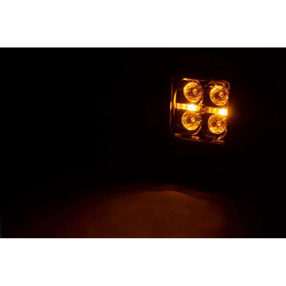 Rough Country 2 inch Black Series Amber DRL Square Cree Cube LED Pair -70903BLKDRLA