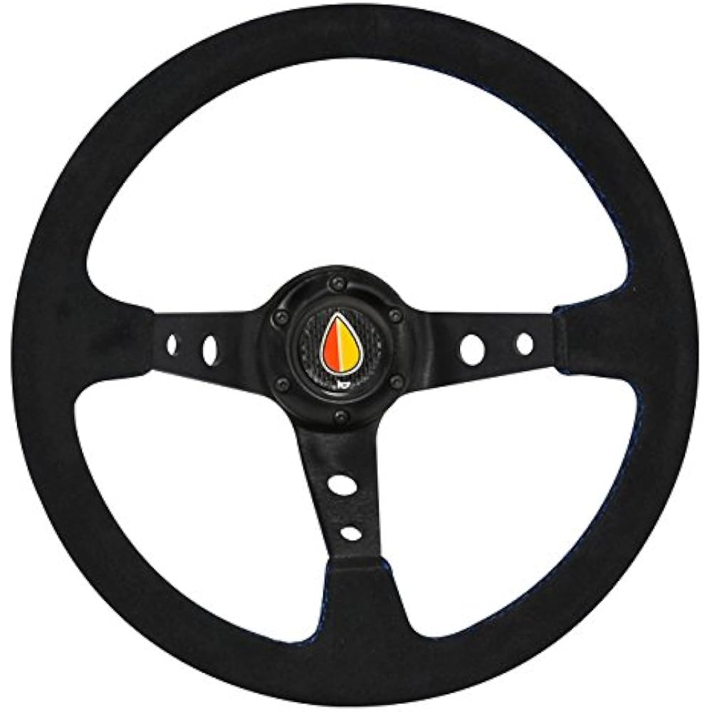 AJP DISTRIBUTORS Universal replacement 350mm Deep Dish drap Red Stitch Stitch Stitching Wheel Black KOLESHIYA With horn button