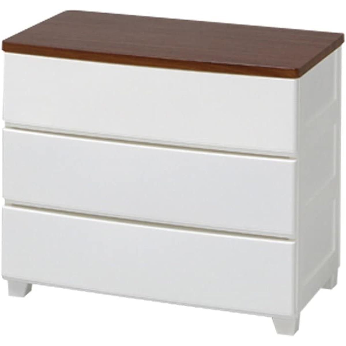 Iris Ohyama Chest Wood Top 3 Tiers Width 73 x Depth 42 x Height 64.5cm White/Walnut MG-723