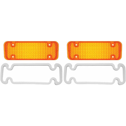 UNITED PACIFIC Parking Parking Lens With Gusket 1971-1972 Chevrolet Truck Amber Lens Pair
