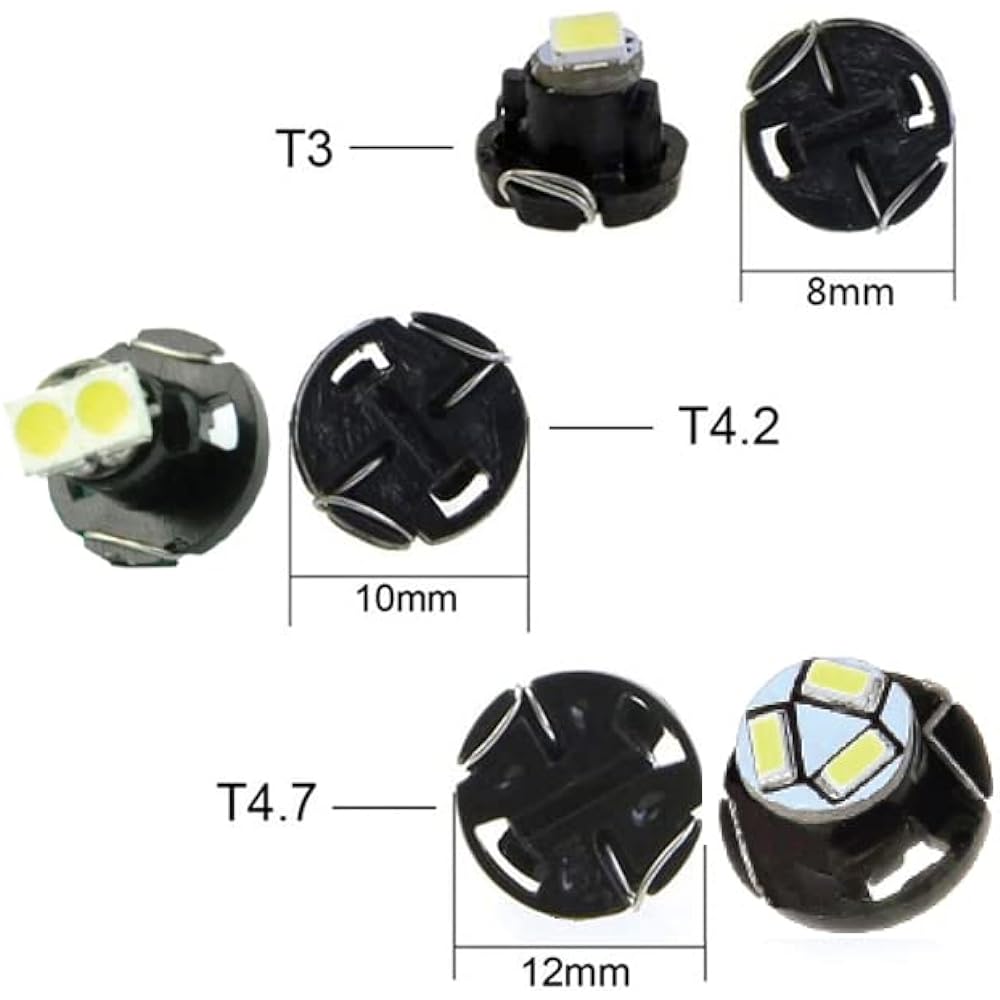 JTECH 10 X T4.2 NEO WEDGE 2 SMD LED White Automobile Instruments Cluster Panel A/C Dash Climate Gauge Control Light Light bulb