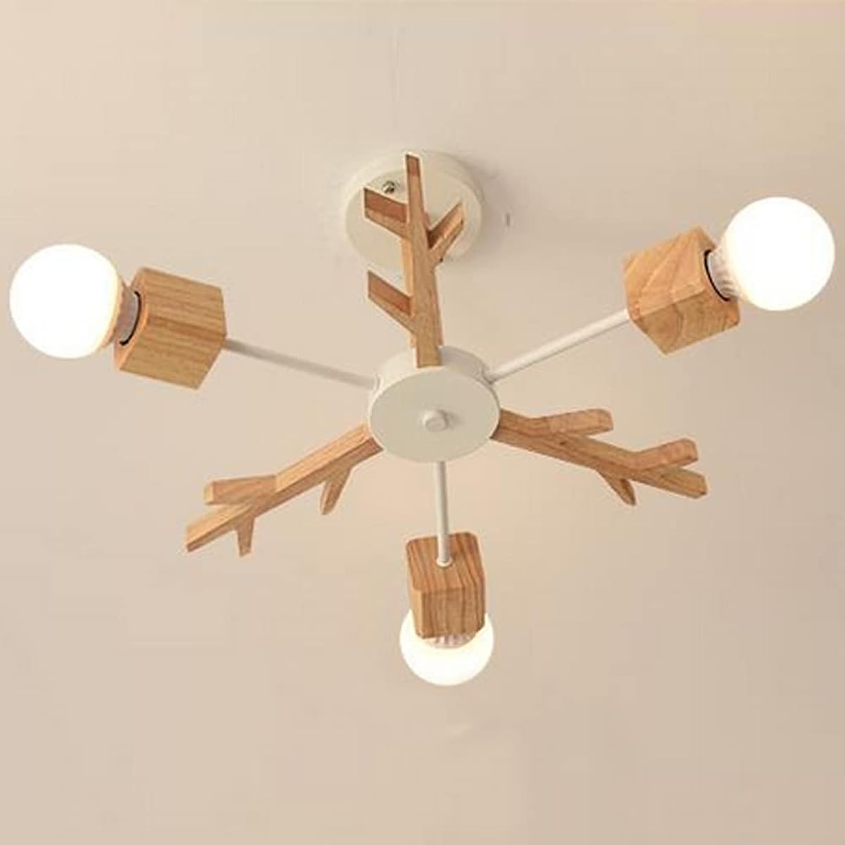 Chende Ceiling Light, Wooden Arm, Antique, 3 Lights, Ceiling Light, Scandinavian Lighting, Stylish, Simple, Compatible with LED Bulbs, Cafe, Children's Room, Kitchen, Living Room, Dining Table, Bedroom, Toilet CEI-001-JP CEI-001-JP-NEW