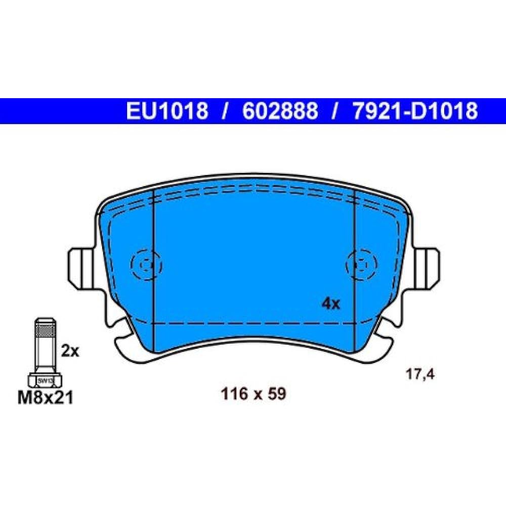 PADDING (ate-at2020) Brake Pads Set 4 °F0698151d 13046072012