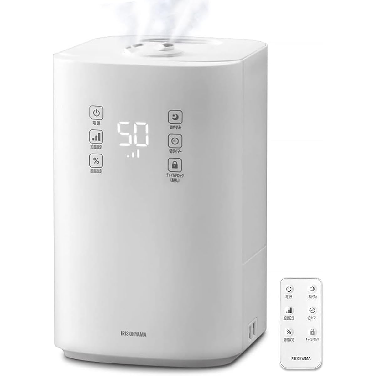 Iris Ohyama Humidifier Large Capacity Ultrasonic Steam Type (Heating Type) Hybrid Type Humidification Volume 500ml Tank Capacity 4.5L 14 Tatami 9 Hours Continuous Humidification Aroma Compatible Water Supply from Above Touch Panel Child Lock Sleep Mode R