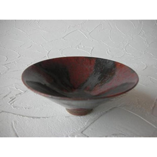 [Tokian] Nakamura Tsuji Black persimmon glaze flat sake cup Kyoto ware wooden box gift Sakazuki cup Ginner