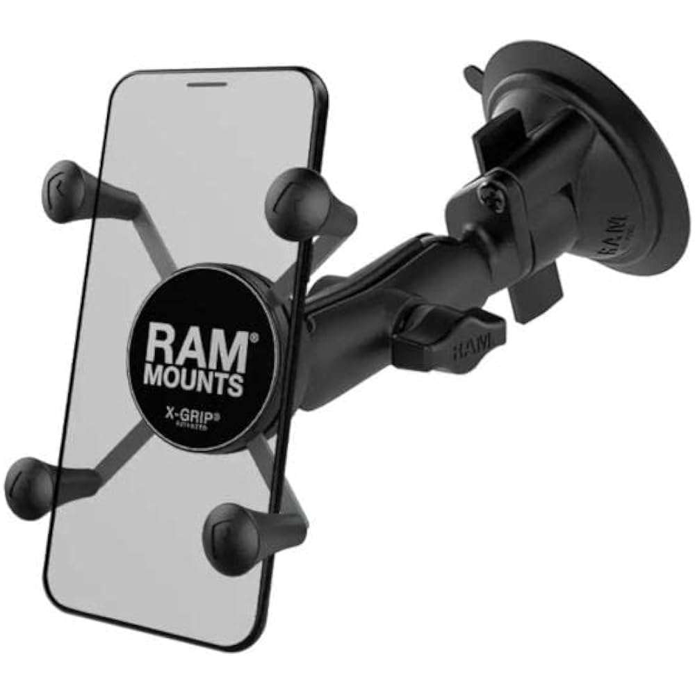 RAM MOUNTS Mount Set X Grip & Twist Lock Suction Base for Smartphones with Tether Black RAM-B-166-UN7U