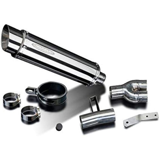DELKEVIC Slip-on Stainless Steel Muffler for HONDA NT650 / NT400 BROS/HAWK 1988-1993 350mm KIT30A0