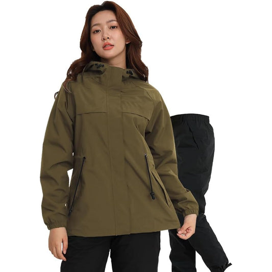 Rainwear, Raincoat, Women's [Rain suit top and bottom set | Waterproof, water repellent, breathable, windproof] Aoki Outdoor Golf rainwear, raincoat, mountain parka, windbreaker, jacket, bicycle, mountain climbing, golf, commuting, rainy season protectio