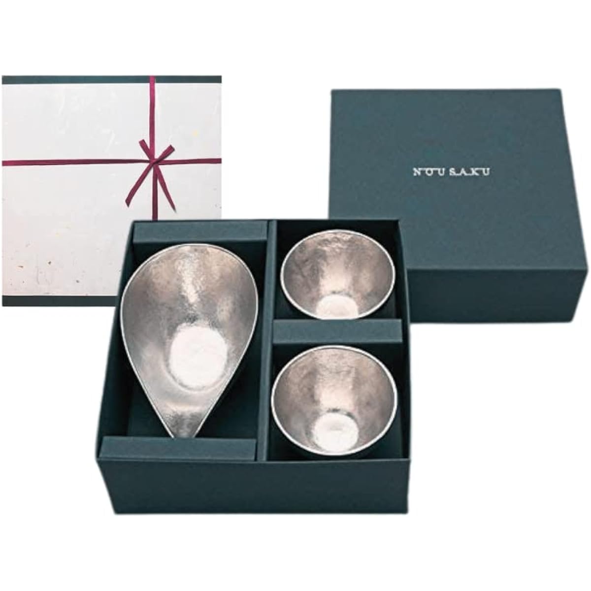 [Nousaku Washi Wrapping] Katakuchi Medium 1 Piece Guinomi Tin Set of 2 KM1=G2