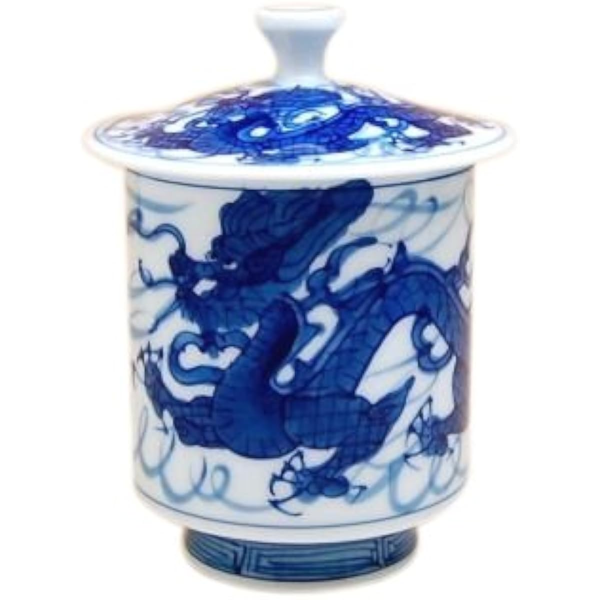 Hot water cup with lid, large extra large size, stylish, Arita ware, Hasami ware, dragon, Tomiryu, extra large Yumi tea bowl, made in Japan *Quite a large teacup, similar to a sushi tea cup