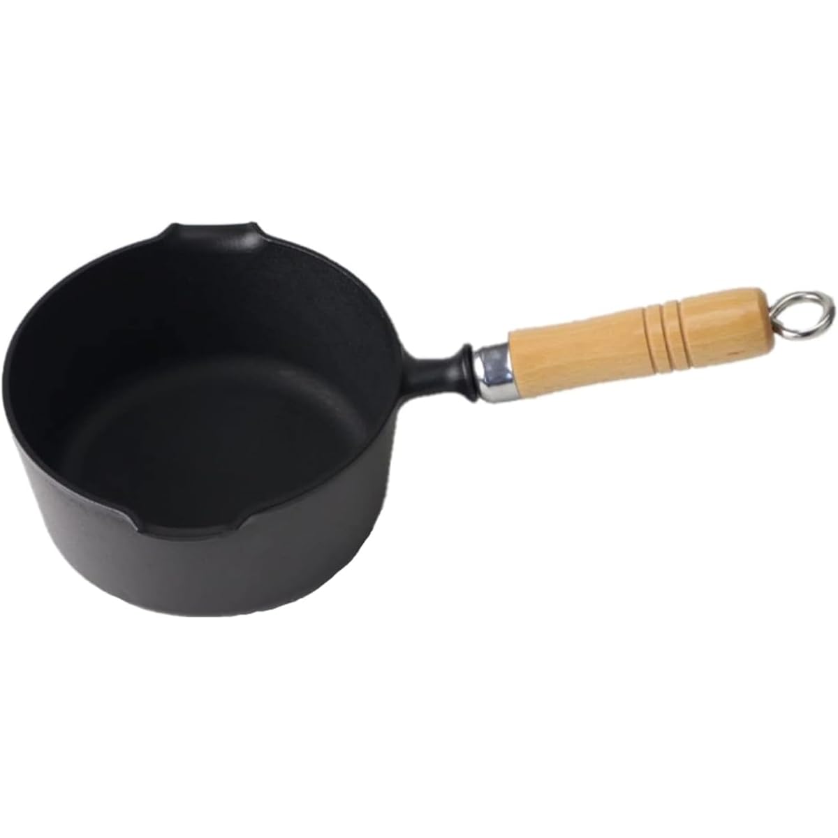 Iwachu One Hand Pot 16 (with Wooden Handle) Black Baked Inner Diameter 16cm IH Compatible Nambu Ironware 24070