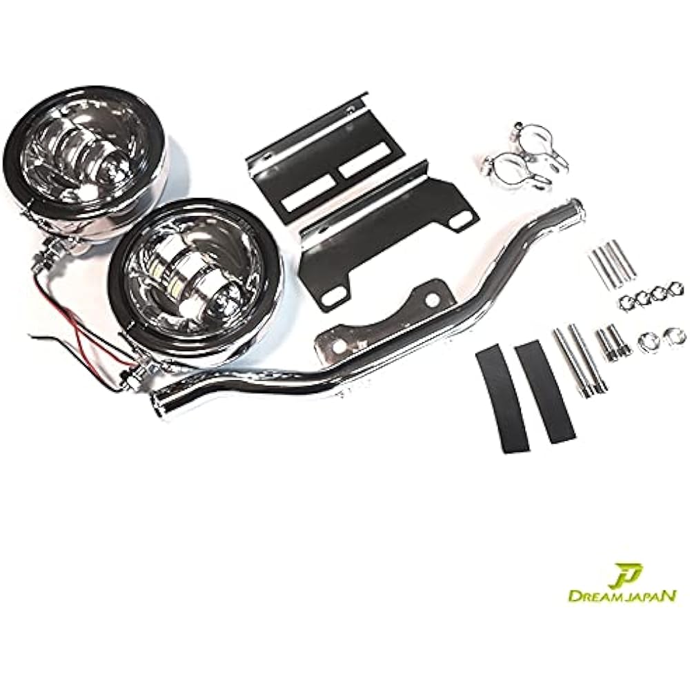 Motorcycle LED fog lamp kit 4.5 inch 30W/General purpose type/American custom/Search dragster/Vulcan/Steed/Magna [Made by Dream-Japan] (Silver with squid ring)