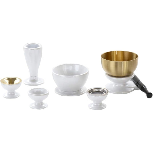 Furniture-style Buddhist altar fittings 5-piece set "Konohana Small Size" Goguso + Orin Set White Small