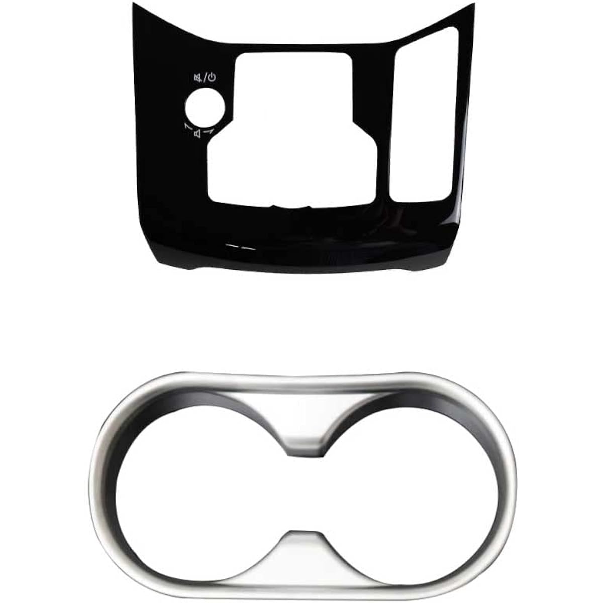 Samurai Produced Mazda CX-5 KF Series Front AV Switch Base Panel Piano Black & Drink Holder Cover, Satin Silver
