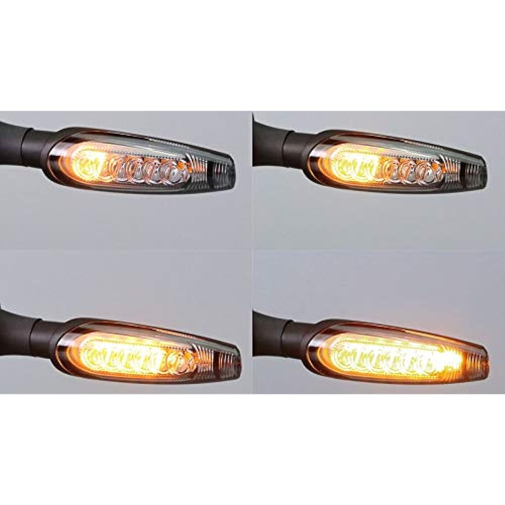 Kijima Motorcycle Turn Signal Sequential Turn Signal LED TR Type 12V5.3W Set of 2 Aluminum Die Cast Body/Black Finish Clear Lens 219-5177A