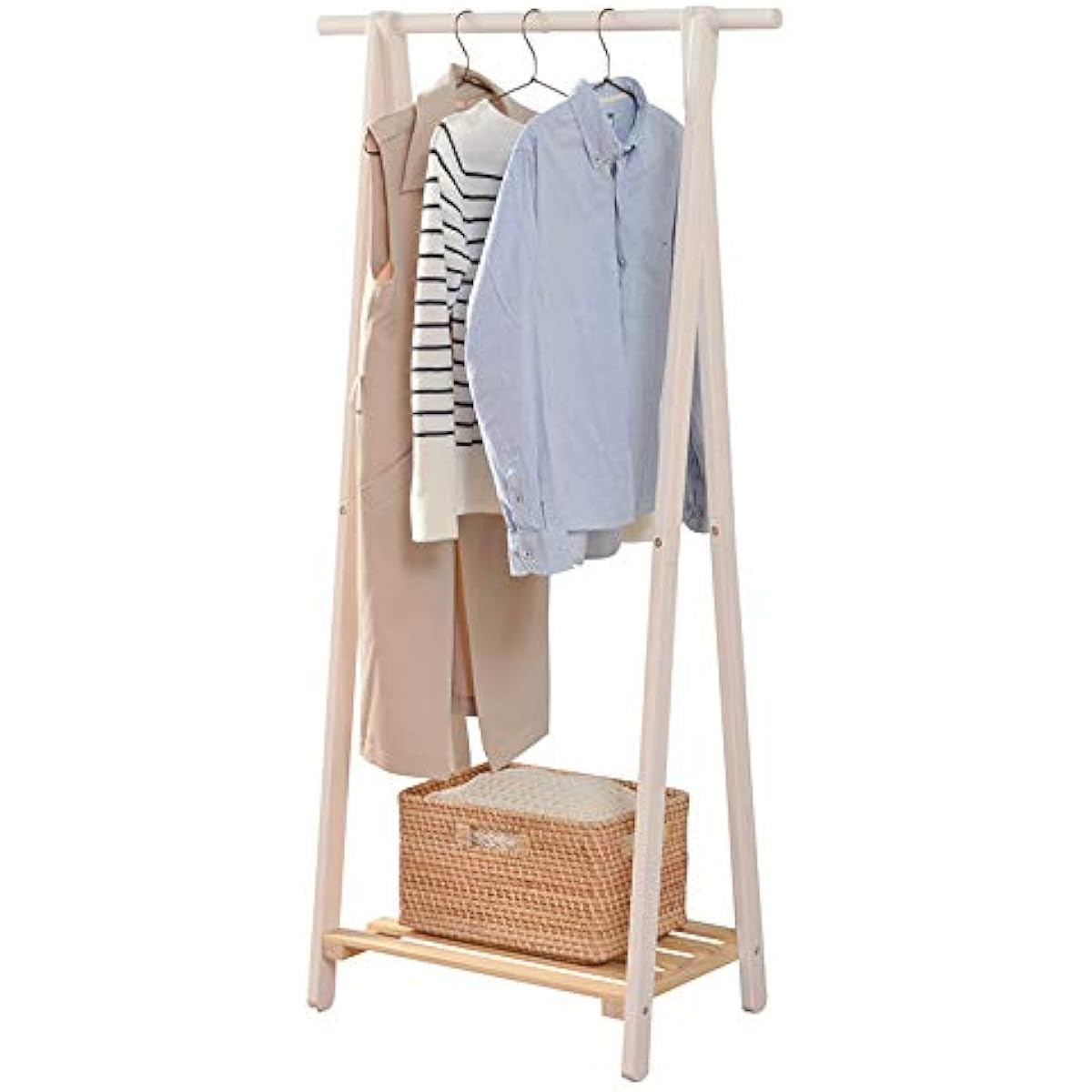 Hagihara Hanger Rack Coat Hanger Natural Wood [With Shelf] White Wash MHR-6033NWS