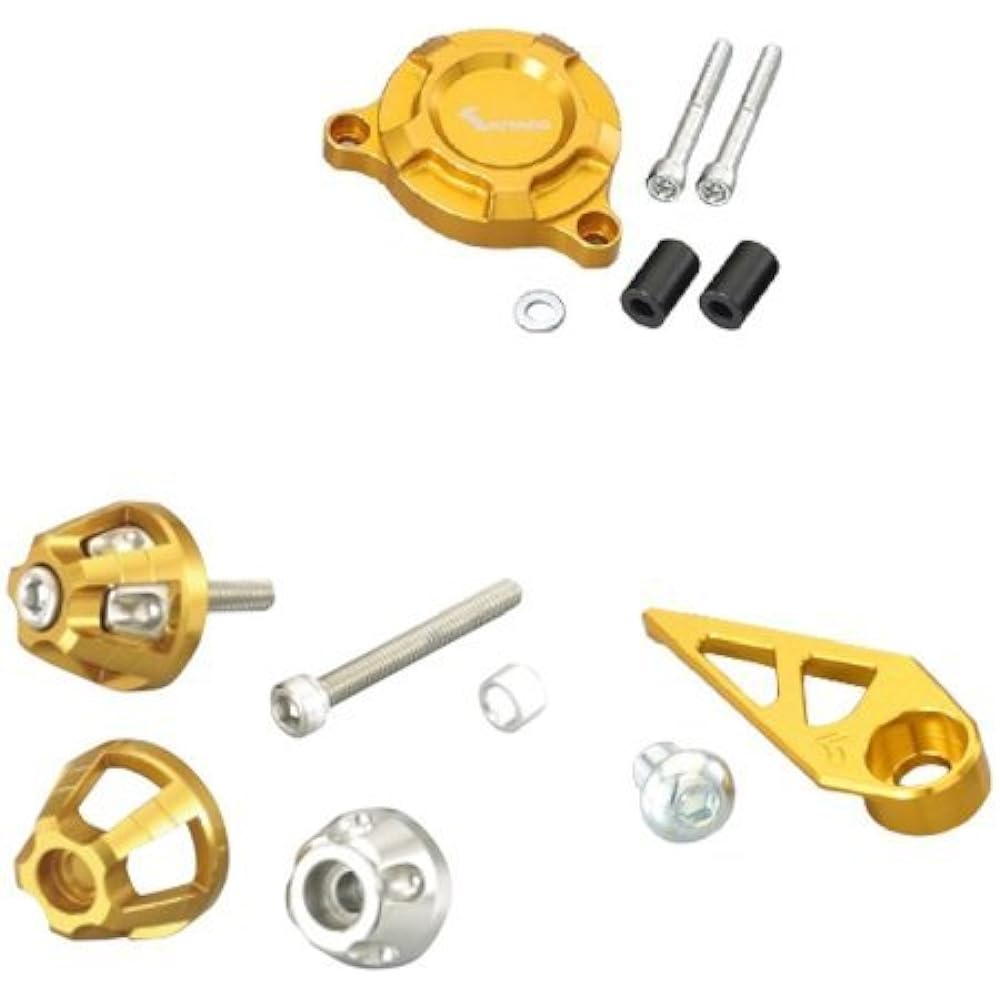 KITACO Cell Motor Cover Gold 316-1432030 + Union Bar End Cap Gold 506-1157210 + Master Cylinder Guard Gold 500-1830910 New and Old Grom Set Product
