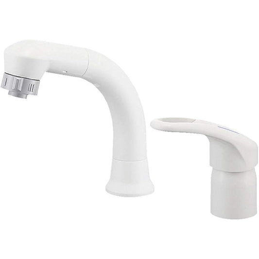 SANEI Washroom Single Spray Mixing Faucet for Hair Washing Eco Saving Drawer Hose K37610EJV-13 White