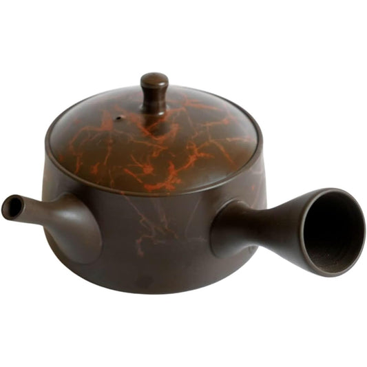 [Teapot made by a traditional craftsman] Flat teapot/kagero Tokoname ware 210ml Kitsusako/Potter's wheel Handmade Gyokukogama joint project Made in Japan Cup Flat Red