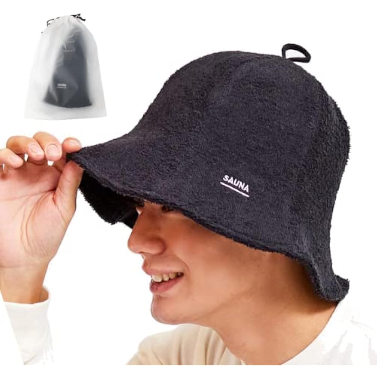 [14+ ICHIYON PLUS] Sauna Hat, Toweling, 100% Cotton, Water Absorbent, Men's, Women's, Sauna, Sauna Hat, Large, Sauna Goods, Washable, Bag Included, Sauna Hat ihat0544