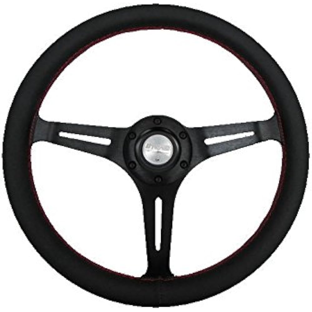 fortune D1 SPEC FLAT-C PVC leather steering wheel 35 pie red stitch DSC-FC35RE