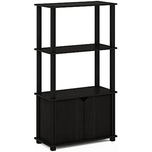 Furinno Go Green Multipurpose Storage Rack Espresso/Black 4 Tiers with Door [Regular Japanese Import Product]