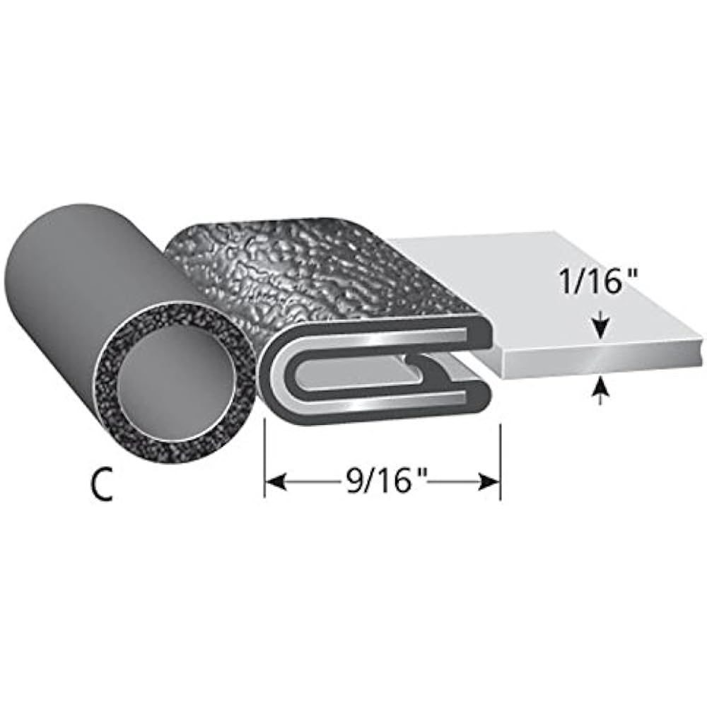 Trim Seal with Top Bulb - Fits 1/16" Edge, 3/8" Bulb Seal Diameter, 25' Length - PVC Plastic Trim with EPDM Rubber Seal, Easy to Install for Cars, Boats, RVs, Trucks, and Home Applications