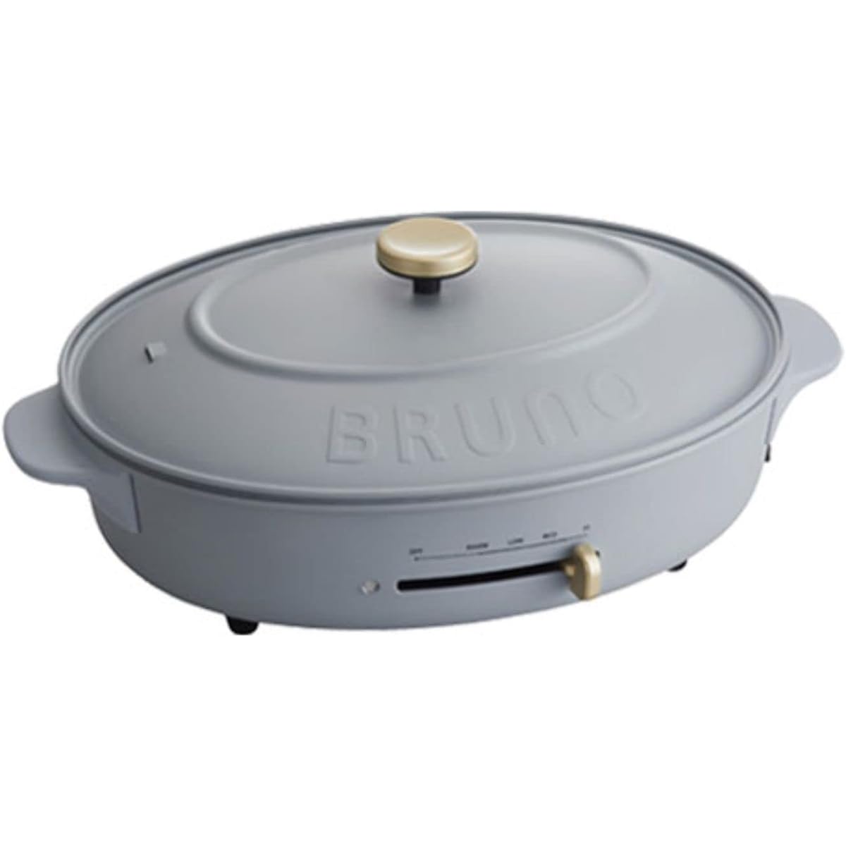 BRUNO Oval Hot Plate Body 3 types of plates (Takoyaki Deep Pot Flat) Blue Gray Blurgray Stylish Cute This 1 unit Lid included 1200w Temperature control Easy to wash For 1, 2, 3 people Small size Suitable for living alone BOE053-BGY