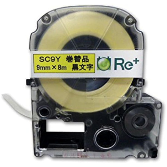 Recycled label tape 9mm yellow for Replus Tepra SC9Y