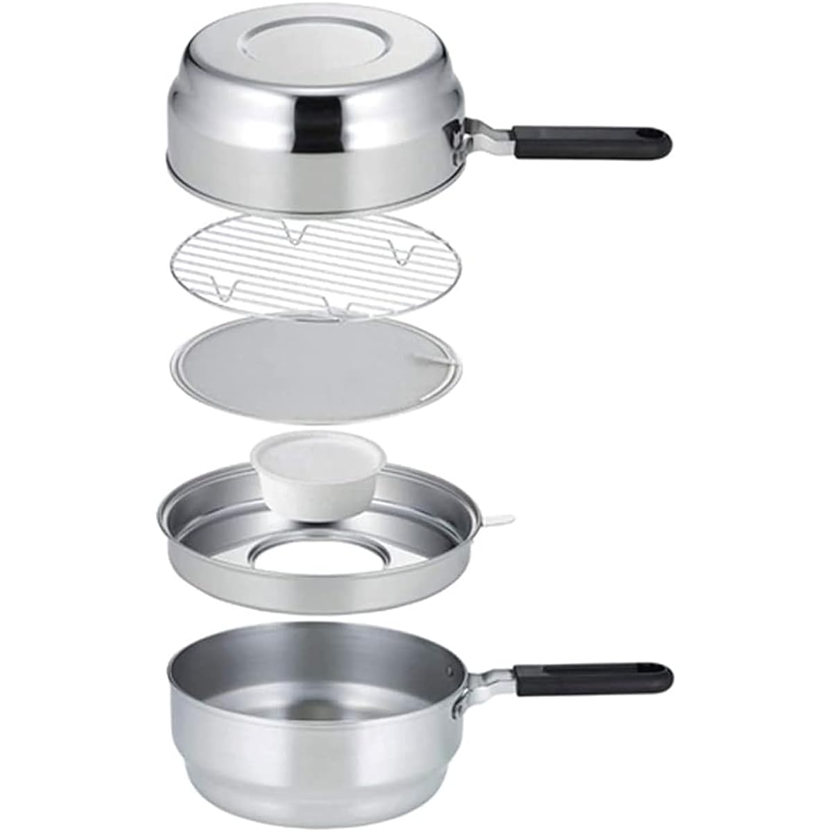 Shimomura Planning Tempura Pot Oil Pot Double Pot for Rakuage [Made in Japan] Stainless Steel 36555 Tsubame Sanjo Silver