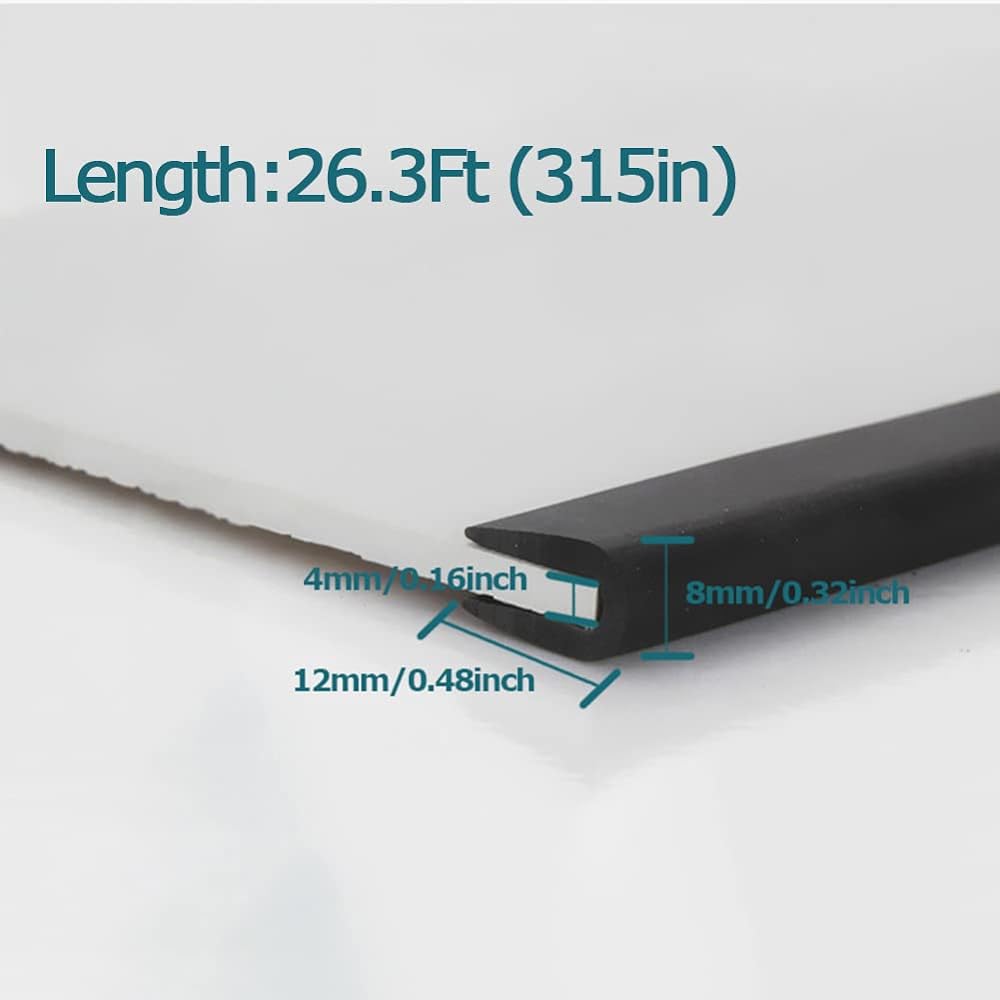 TintVent Rubber Edge Trim Black U Channel PVC Plastic Seal Metal Edge Protector 0.15 inch 26 feet (315 inches)