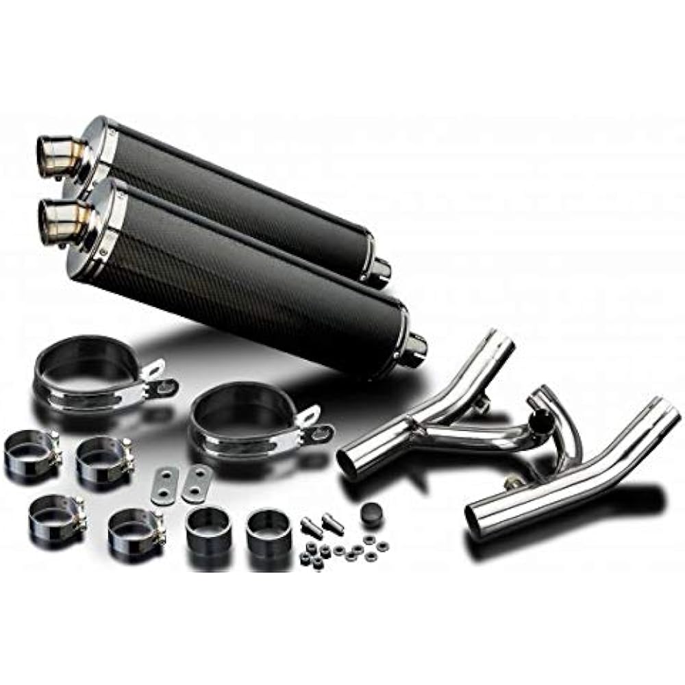 DELKEVIC Slip-on Carbon Oval Muffler for YAMAHA VMAX 1700 Catalyst Straight 2009-2017 450mm KIT08E0