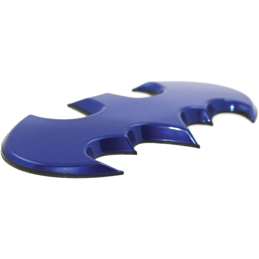 Fan Emblems Batman Batwing Logo 3d Car Emblem Blue Chrome, DC Comics, Automotive Sticker Decal Badge flexes to fully Adhere to Cars, Trucks, Motorcycles, Laptops, Windows, Almost Anything