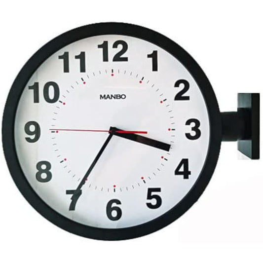 Double-sided radio-controlled wall clock, double-sided clock, manbo double face wall clock, dial diameter 37.9cm, black, stylish double-sided wall clock, Scandinavian clock, interior