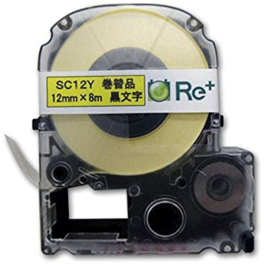 Recycled label tape 12mm yellow for Replus Tepra SC12Y