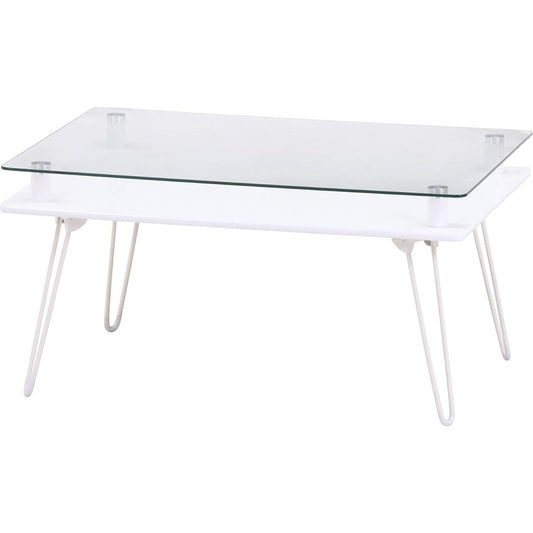 Fuji Boeki Display Low Table Width 70cm White Tempered Glass Claris 84483