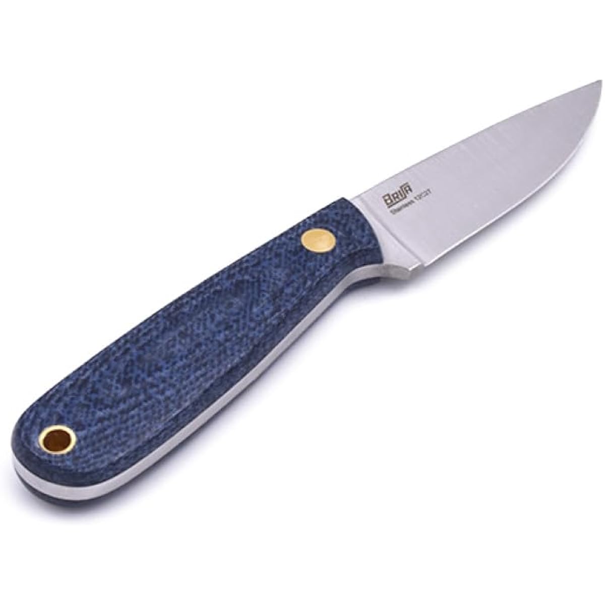 Neck Knife Brisa Necker 70 Flat Grind with Leather Sheath Pocket Knife U-Style (Blue Jeans)