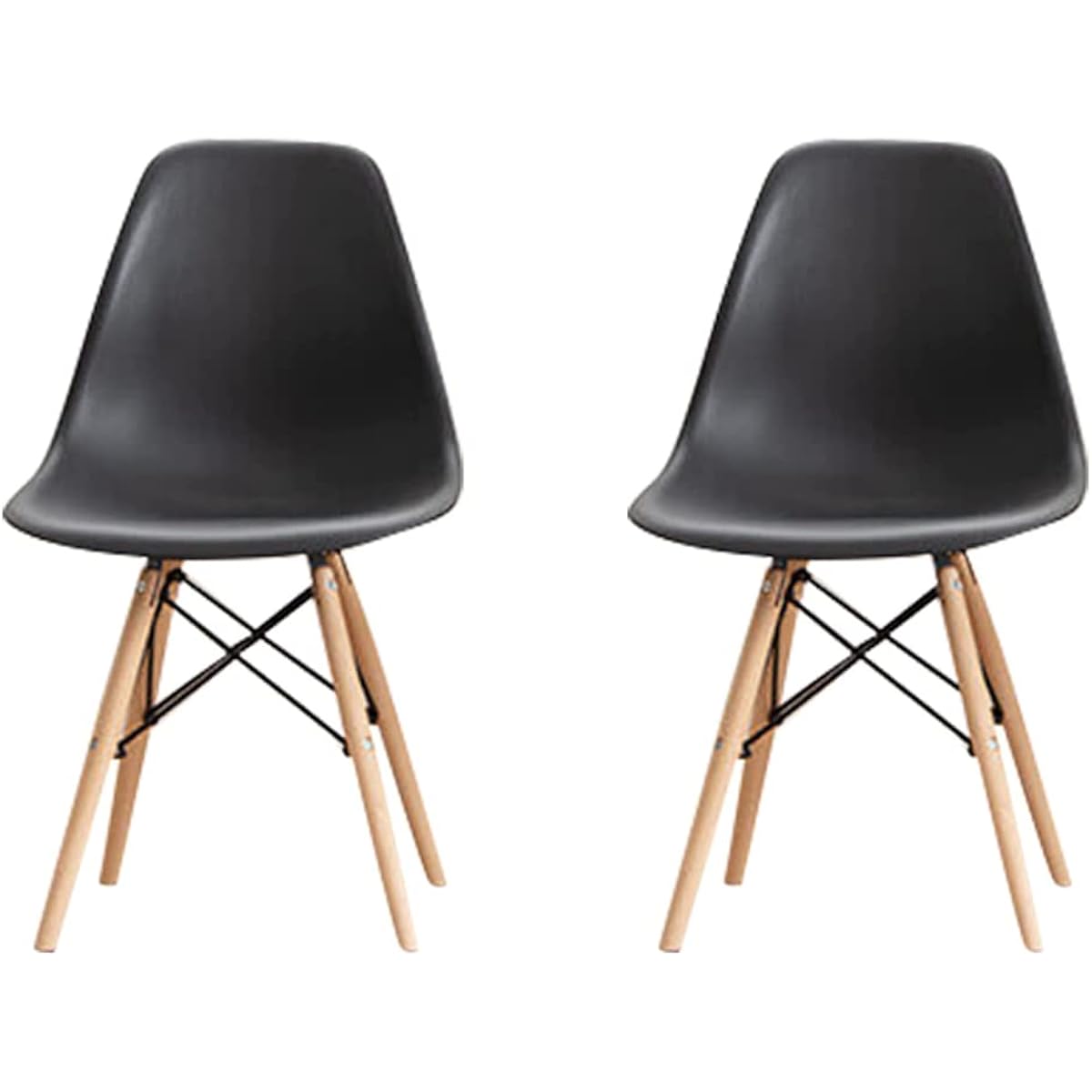 NEO CRASY Dining Chair Eames Chair Chair Eames Shell Chair Living Chair Chair Stylish Scandinavian Reproduct Designer Chair Designer Furniture Telework (Black, Set of 2 Chairs) A1_EPROCHR2BK