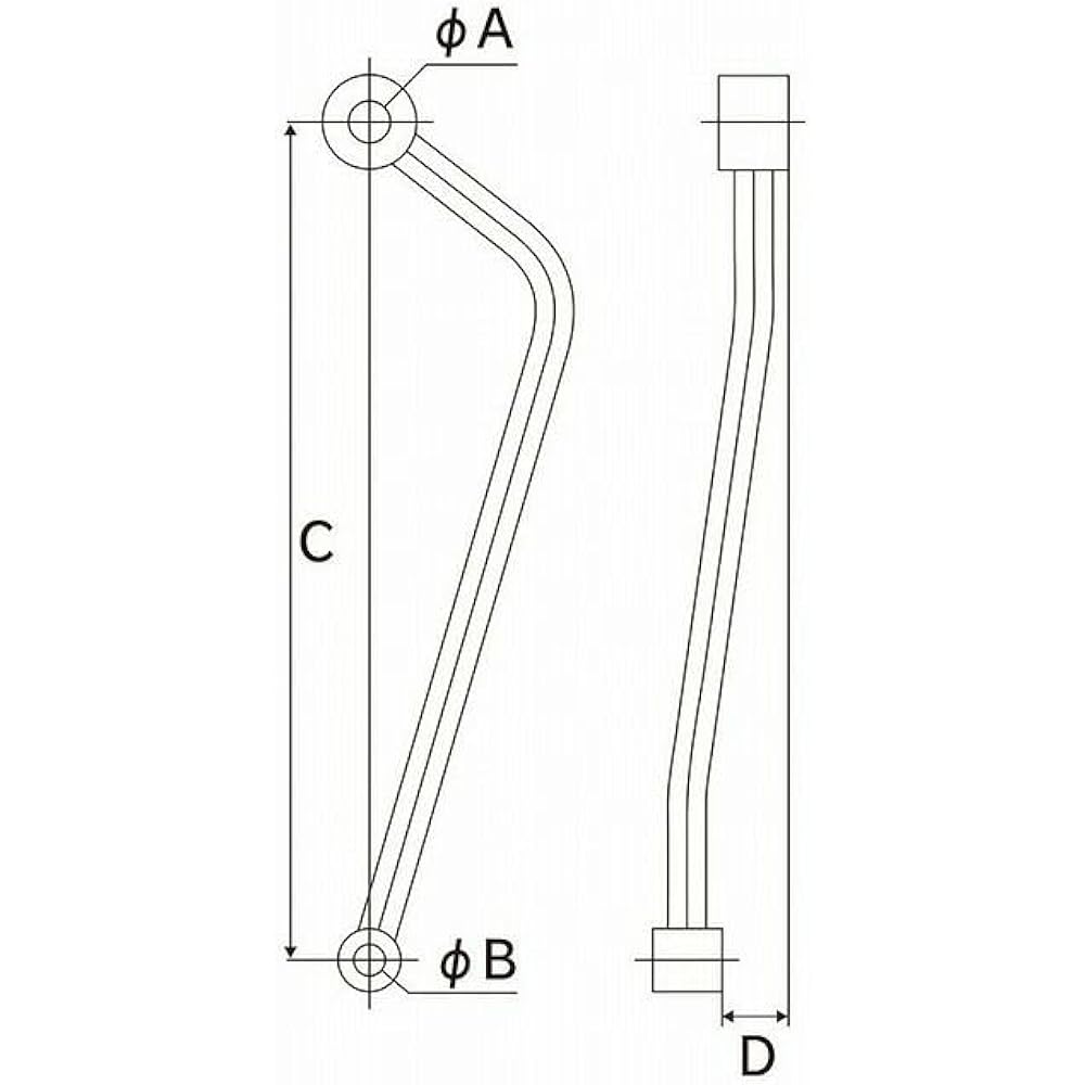 NANKAI MSTL225FR General Purpose Muffler Stay φ16 FR Type Silver