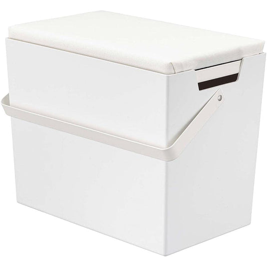 Yamazaki Jitsugyo 5457 Iron storage case with lid that can be ironed, white, approx. W33XD20.5~20XH26~31 (including handle) cm, tower, portable, with handle