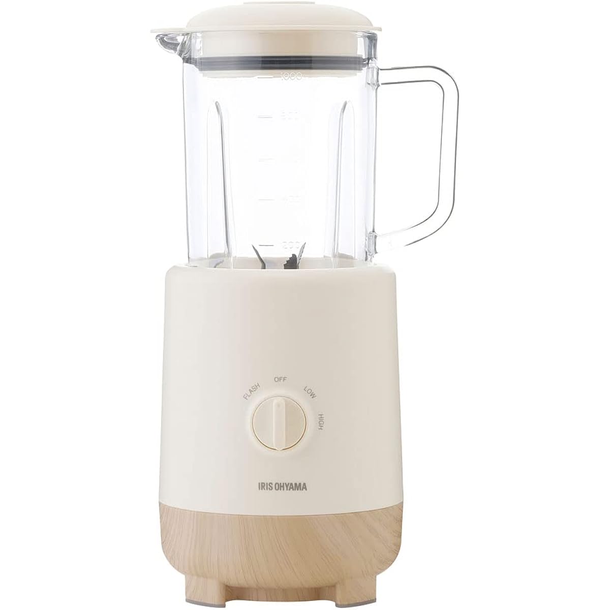 Iris Ohyama Mixer Ice Compatible Fruit Smoothie Dessert Mousse Soup Easy Cooking Quiet Design Dial Adjustment 3 Levels Easy to Clean 6 Blades Powerful Titanium Coating 1000ml IJM-S101-C Ivory 2022 Model