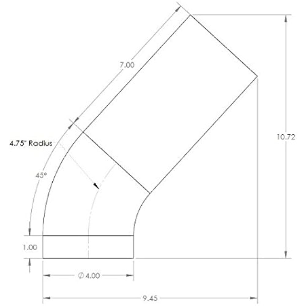 Spectre Performance 97490 4 inch 45 ° Aluminum elbow 7 inch legs