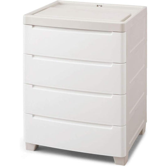 Iris Ohyama Chest 4 Tiers Width Approx. 45 x Depth Approx. 41 x Height Approx. 64 cm Mini Chest Cable Hole Cord Hole Smart Device Stand White Chest Storage Light Gray/White MNC-454