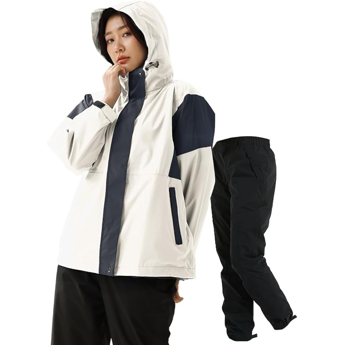 [Arasiyama] Rainwear Raincoat Women's Arashiyama Kappa Rain Suit Top and Bottom [Waterproof, Windproof, Lightweight, Breathable, Water Repellent] Climbing Rain Gear Kappa Bicycle Rain Coat Windbreaker Typhoon Protection S - 3XL